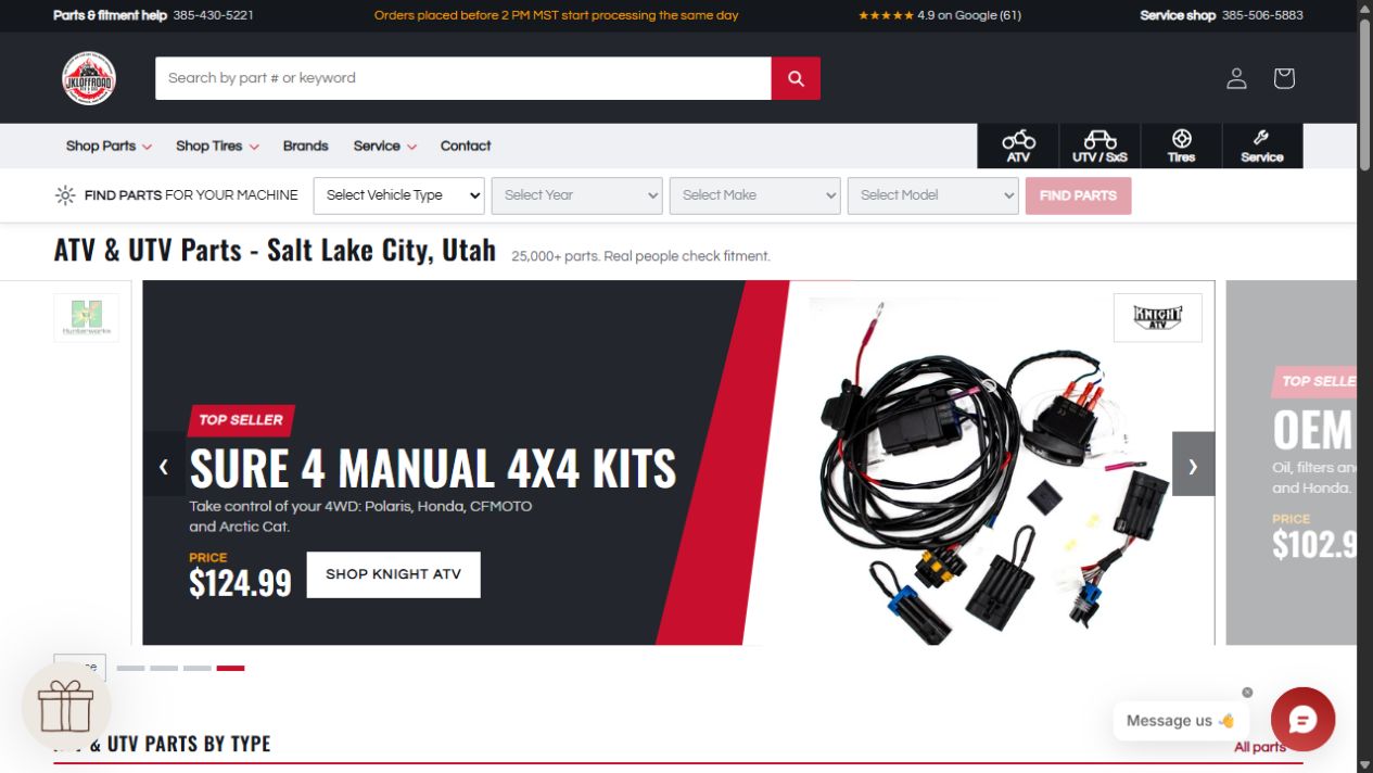 Actual JKLOFFROAD website, captured October 2026
